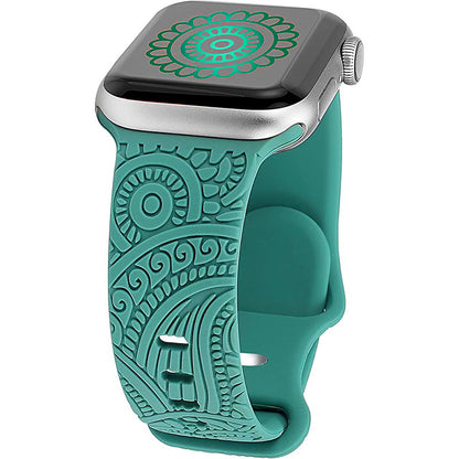Silicone Strap with Laser Engraved Cashew Print for Apple Watch