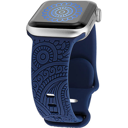 Silicone Strap with Laser Engraved Cashew Print for Apple Watch