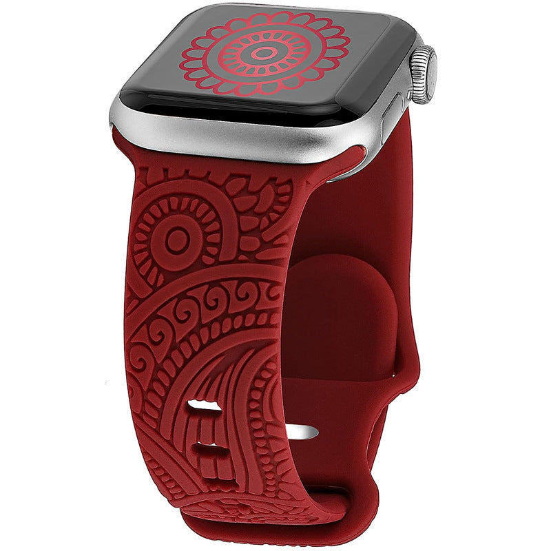 Silicone Strap with Laser Engraved Cashew Print for Apple Watch