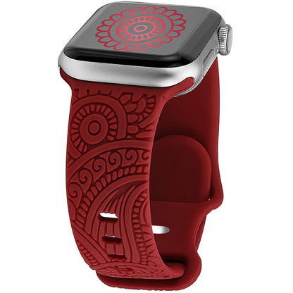 Silicone Strap with Laser Engraved Cashew Print for Apple Watch