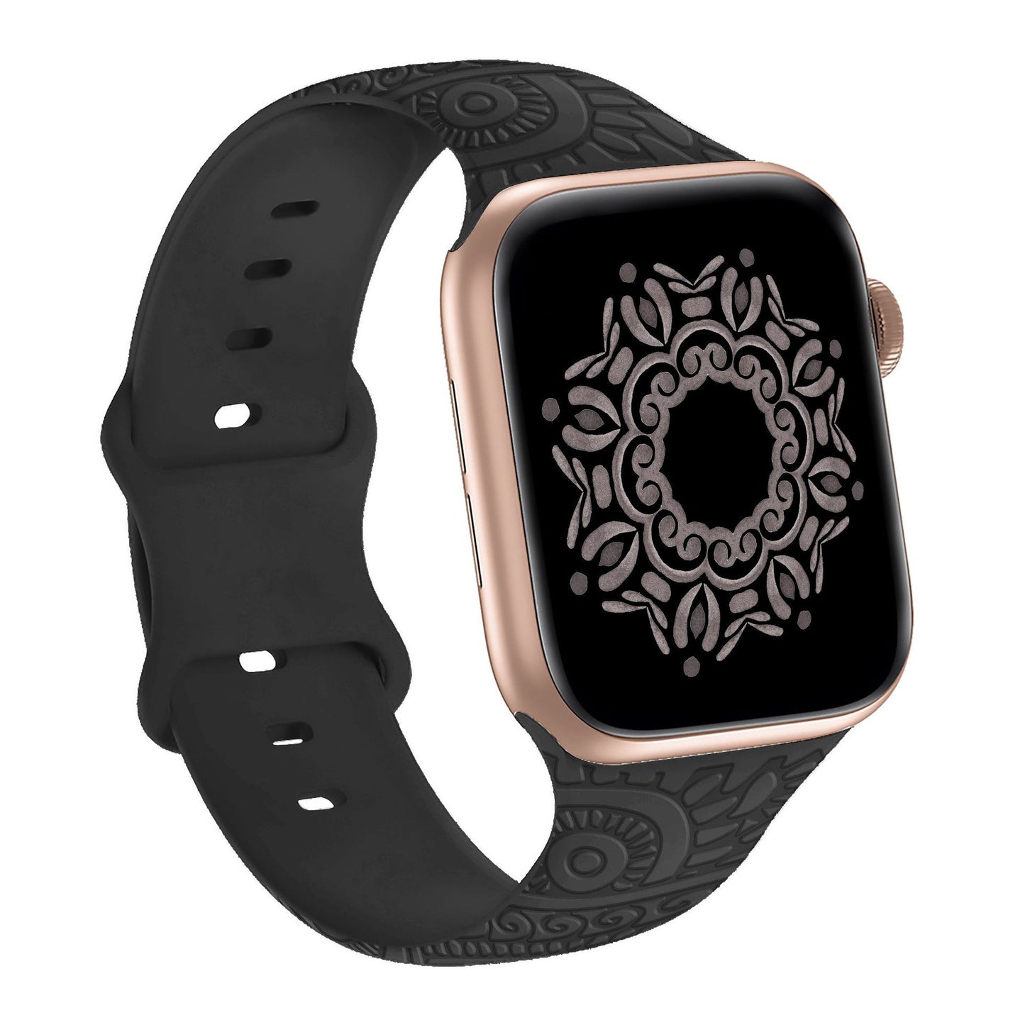 Silicone Strap with Laser Engraved Cashew Print for Apple Watch